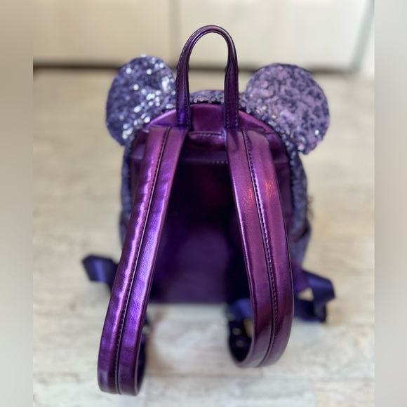 Disney Parks Loungefly Purple Potion Sequined Mini Backpack RARE - Picture 3 of 17